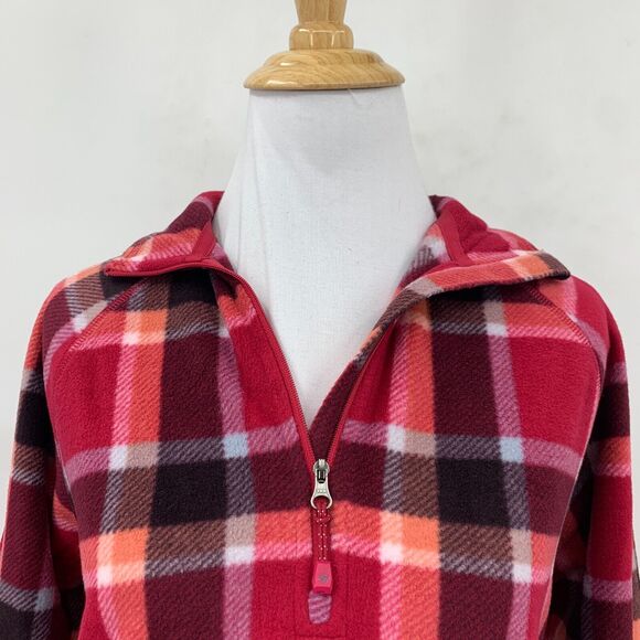 Eddie Bauer Venture Sweater Womens S Small Dark Berry Plaid Quarter Zip Fleece - Picture 3 of 16